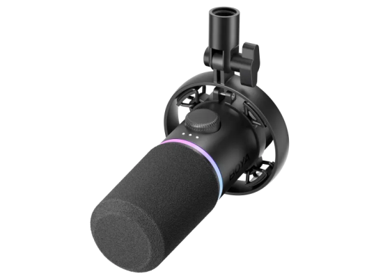 BOYA CastMic S60 USB & XLR RGB Dynamic Microphone, RGB & sound-reactive lighting for an immersive vibe, One-knob control for gain, volume, mix, and noise cancel - Black